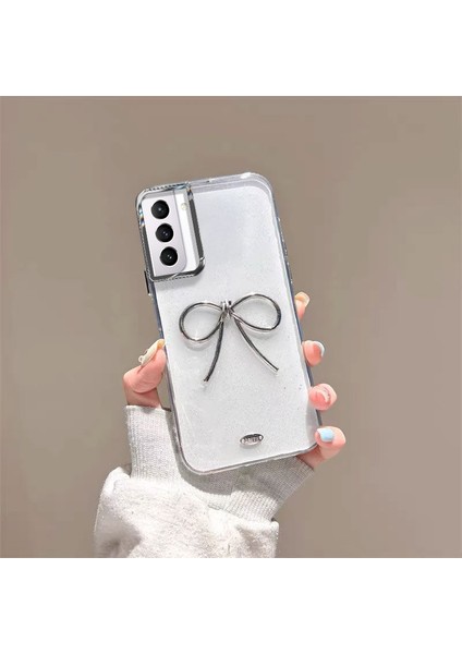 Samsung Galaxy S21 Fe 5g Uyumlu Kılıf Zebana Bow Silikon Kılıf Şeffaf