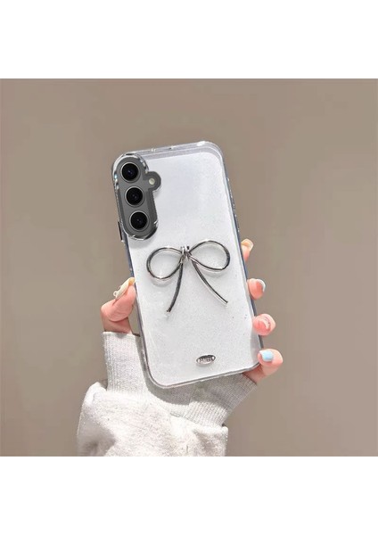 Samsung Galaxy S23 Uyumlu Kılıf Zebana Bow Silikon Kılıf Şeffaf