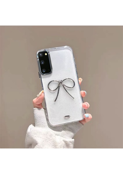 Samsung Galaxy S20 Fe Uyumlu Kılıf Zebana Bow Silikon Kılıf Şeffaf
