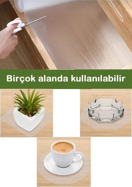 Şeffaf Pvc Kaydırmaz Raf Örtüsü, 45X300 Cm, Kalın Eva Malzeme, Mutfak Düzeni Için Ideal