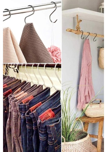 Paslanmaz Çelik 20'li Metal S Kanca, Bardak ve Eşya Düzenleyici modelleri