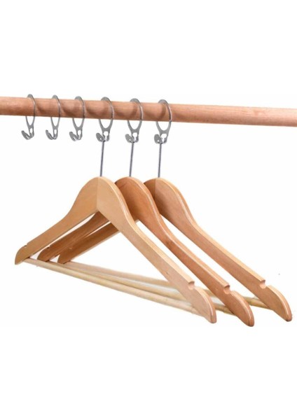 10 Adet Ahşap Elbise Askısı, Otel Tipi, Beyaz, Dayanıklı ve Şık Tasarım