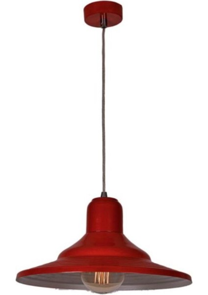 Kırmızı Metal Rustik Sarkıt Avize, 35 cm Çap, Şık ve Dekoratif Aydınlatma.