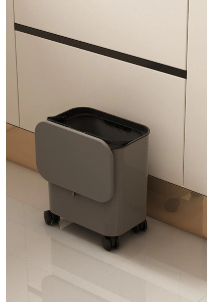 Antrasit Renkli Tekerlekli Kapaklı Çöp Kovası 15 L, Banyo ve Mutfak Için Ideal fiyatları