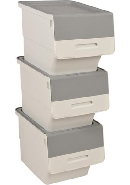 Tekerlekli Organizatör Kutusu, Patateslik ve Soğanlık, 3X33 Litre, Gri