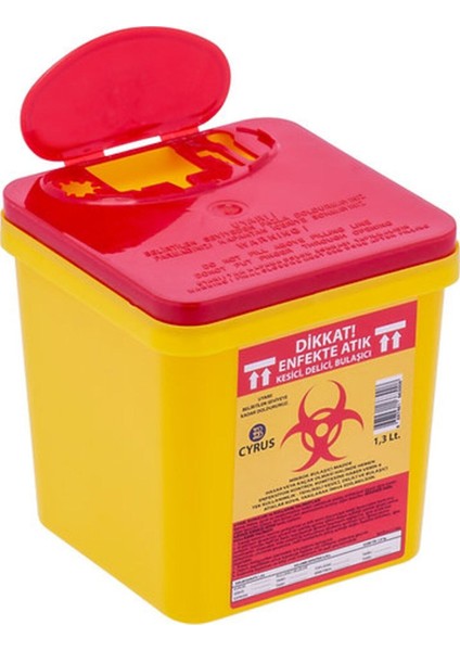 1.3 Lt Tıbbi Atık Kovası Seti, 10 Adet, Parlak Sarı Renkli, Hijyenik ve Pratik Kullanım modelleri