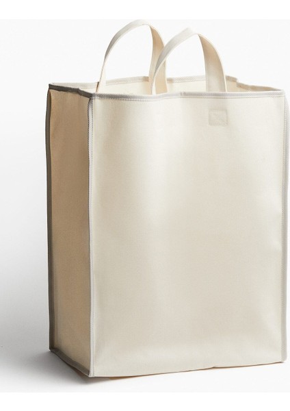 Bej Renkli Pamuklu Çamaşır Sepeti, Şık ve Hafif Tasarım