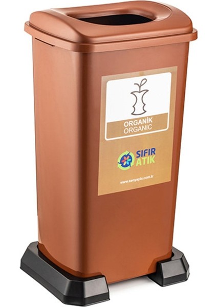 70 Lt Kahverengi Sıfır Atık Geri Dönüşüm Çöp Kovası