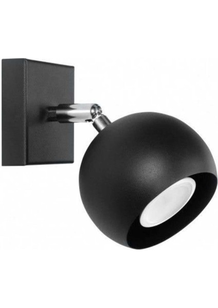 Siyah Hareketli Spot Teklü Yuvarlak Osram LED Duvar Aplikası