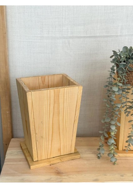 Ahşap Krem Çöp Kutusu, Şık ve Doğal Tasarım