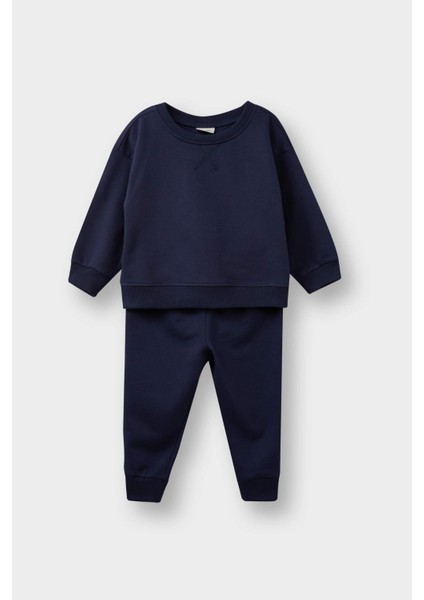 Erkek Bebek 2'li Takım Basic Düz Sweatshirt Eşofman Altı E8434A525WN