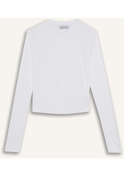 Fitted Bisiklet Yaka Uzun Kollu Tişört D0199AX25AU