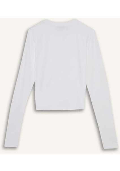 Fitted Bisiklet Yaka Uzun Kollu Tişört D0199AX25AU modelleri