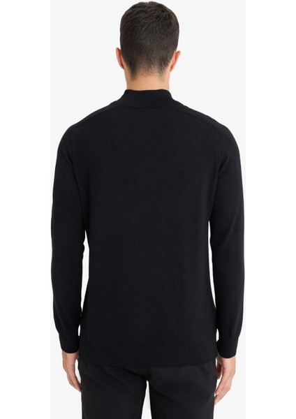 Standart Fit Dik Yaka Yarım Fermuarlı Triko Kazak D0624AX25AU