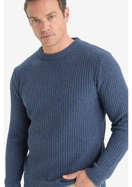 Standart Fit Bisiklet Yaka Basic Dokulu Triko Kazak E0811AX25WN modelleri