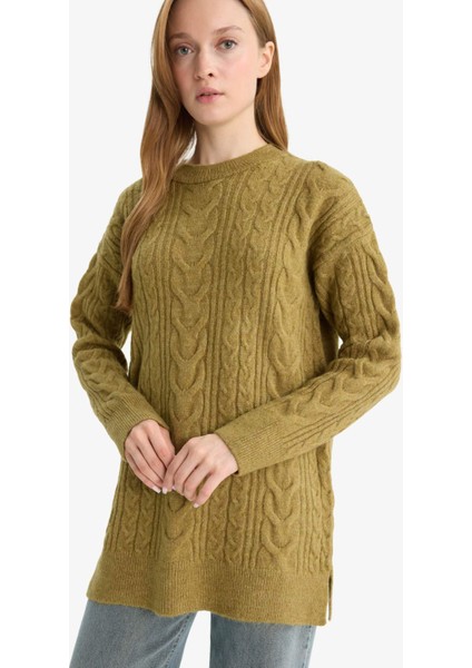 Relax Fit Bisiklet Yaka Triko Kazak Tunik F4530AX25WN modelleri