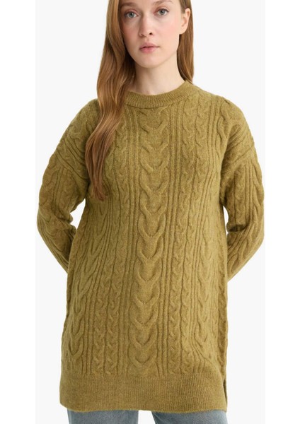Relax Fit Bisiklet Yaka Triko Kazak Tunik F4530AX25WN fırsatları