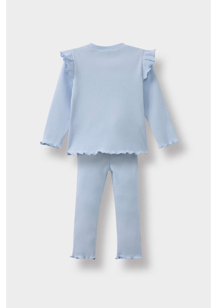 Kız Bebek 2'li Takım Çiçekli Uzun Kollu Fitilli Kaşkorse Tişört Tayt fırsatları