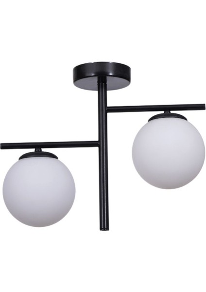 Şık Siyah Beyaz Camlı Plafonyer ve Avize Çift Takım fiyatları