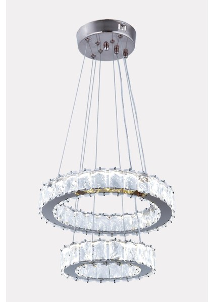 3 Renk Kumandalı Krom LED Avize, Sarı Beyaz ve Gün Işığı Işık Seçeneği modelleri