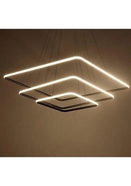 Modern Kare Siyah Kasa Günışığı LED Avize, Şık ve Modern Tasarım