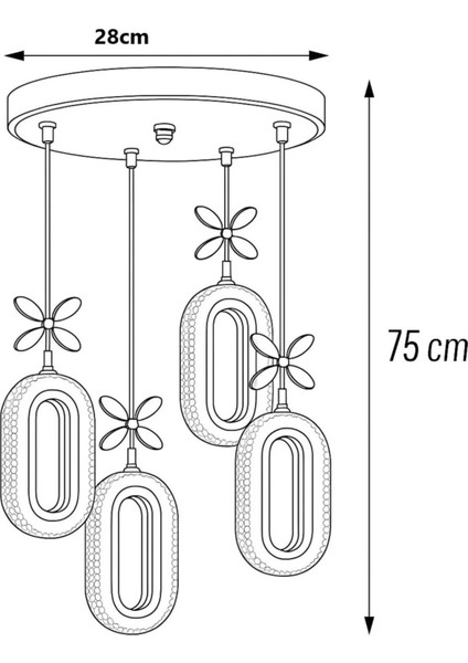 Altın Renkli Modern 4'lü Cam Sarkıt Avize Çiçek Motifli LED Uyumlu Tavan Aydınlatma fırsatları