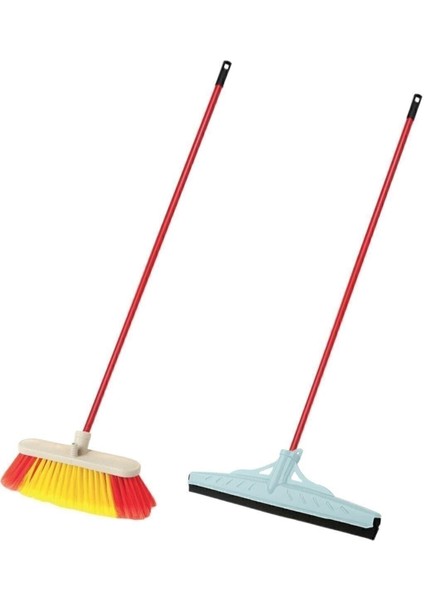 Pratik Çekpas Yer Sileceği ve Fırça Seti, Metal Saplı Temizlik Aracı