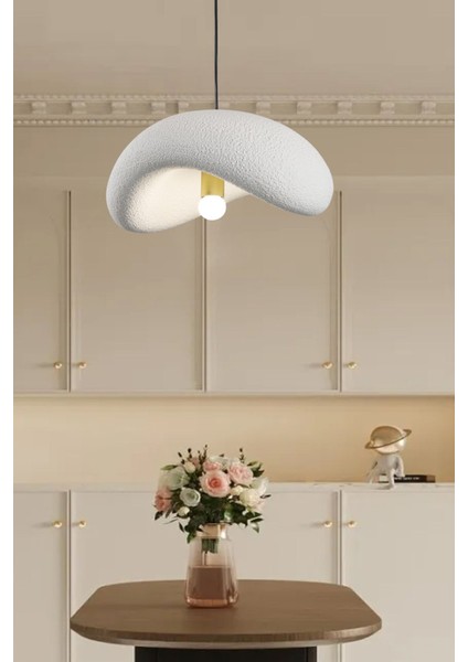 Modern Beyaz Beton Sarkıt Avize, Oturma Odası ve Salon Dekorasyonu Için Şık Tasarım