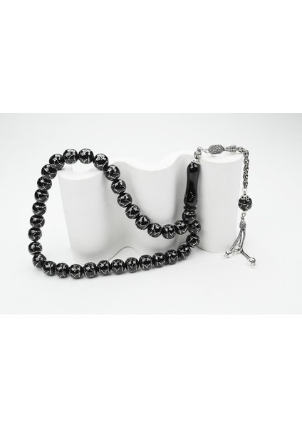 Oltu Taşı Küre Çember Yön Işlemeli Tespih modelleri