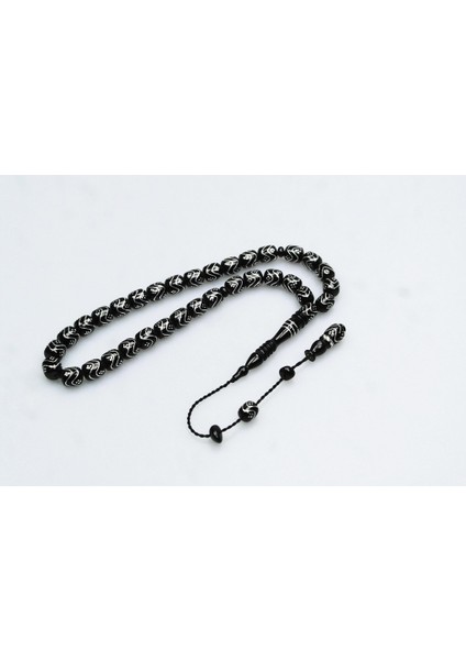 Oltu Taşı Çift Zikzak Tel Işleme Tesbih