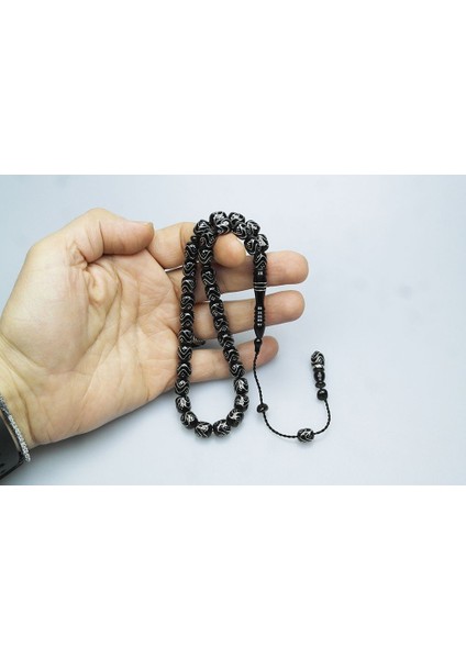 Oltu Taşı Çift Zikzak Tel Işleme Tesbih modelleri