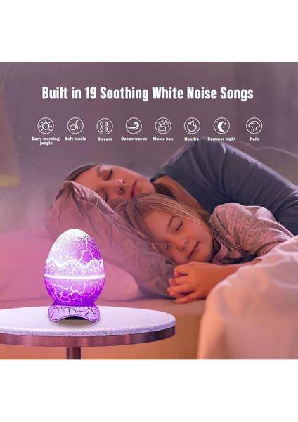 Kuzey Işıkları Projektörü, Yatak Odası Için Dinozor Yumurtası Bluetooth Gece Lambası