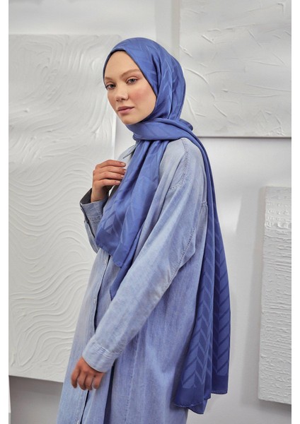 Italyan Jakar Zigzag Desen Şal - Indigo fiyatları