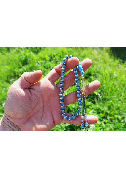 Turkuaz (Firuze) Pirinç Sarma Işlemeli tespih modelleri