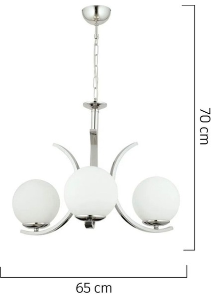 Plüton 3'lü Metal Krom Modern Avize Salon ve Oturma Odası LED Ampul Uyumlu Şık Tasarım modelleri