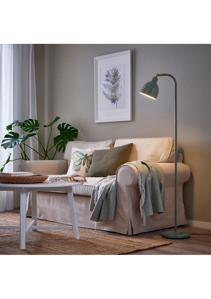 Gri-Yeşil Yer ve Okuma Lambası, 38X27X22 Cm, Şık ve Kullanışlı Tasarım