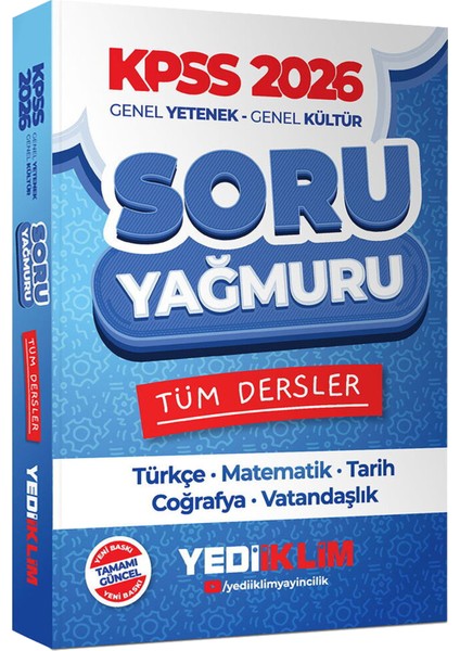 2026 Kpss Genel Yetenek Genel Kültür Tüm Dersler Soru YAĞMURU(488 Sayfa)-Çözümlü 3 Deneme Hediye fiyatları
