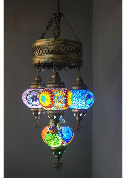 El Yapımı 4'lü Mozaik Avize, Salon, Bahçe, Mutfak ve Balkon Için Şık Aydınlatma. modelleri