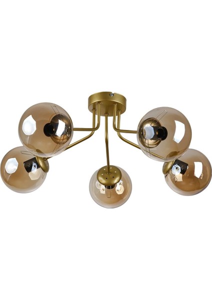 Modern Tasarım Bal Camlı 5'li Avize, Salon, Mutfak ve Yatak Odası Için Şık Aydınlatma