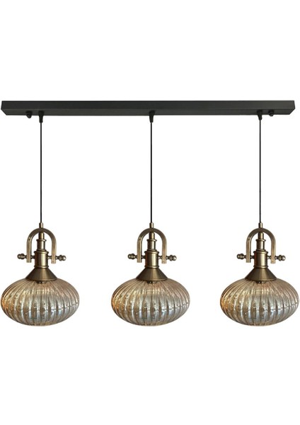Bal Rengi Üçlü Cam Avize, Gemici Detaylı, Şık Sarkıt Lamba, Restoran ve Salon Aydınlatma indirimleri