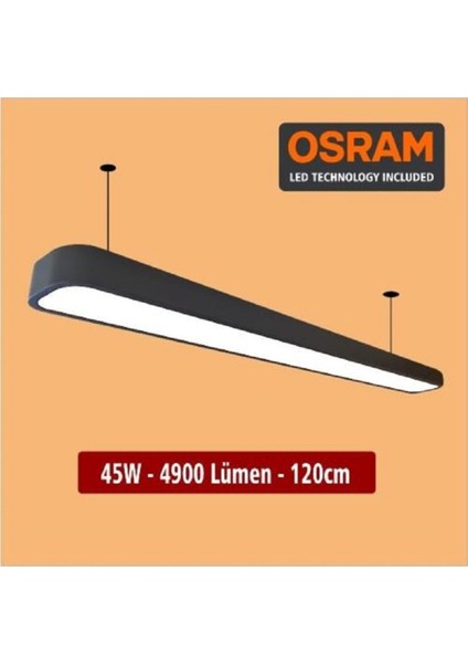 45W LED Yüksek Tavan Lineer Aydınlatma Siyah Renk