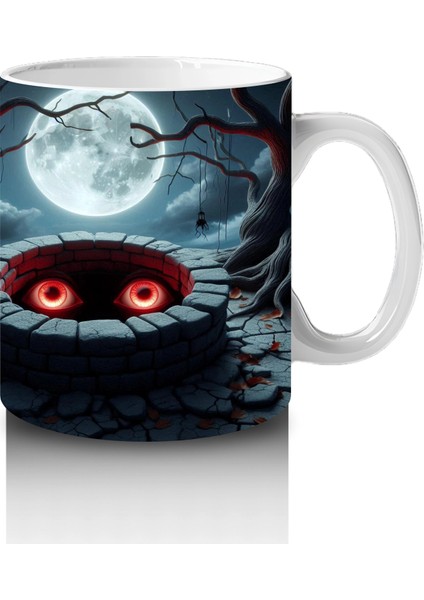 Loş Işıklı Gotik Koridorda Korku Temalı Cadılar Bayramı Baskılı Kupa Bardak fırsatları