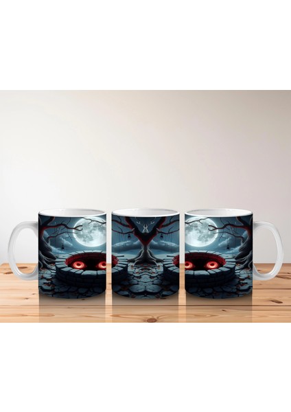 Loş Işıklı Gotik Koridorda Korku Temalı Cadılar Bayramı Baskılı Kupa Bardak indirimleri