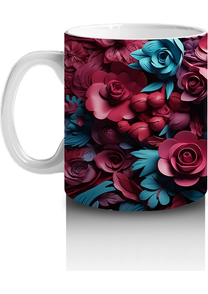 Çift Renk Çiçekler Arasında Buz Makyajlı Yüz – Hediyelik Kahve Kupası fiyatları