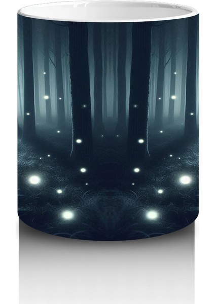 Loş Işıklı Uzun Koridorda Gotik Korku Temalı Cadılar Bayramı Baskılı Kupa Bardak modelleri