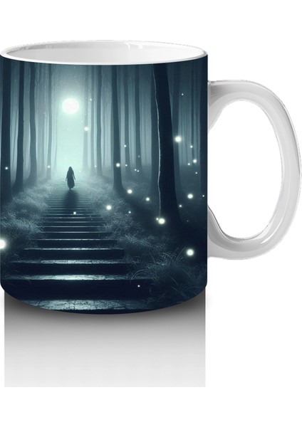 Loş Işıklı Uzun Koridorda Gotik Korku Temalı Cadılar Bayramı Baskılı Kupa Bardak fırsatları