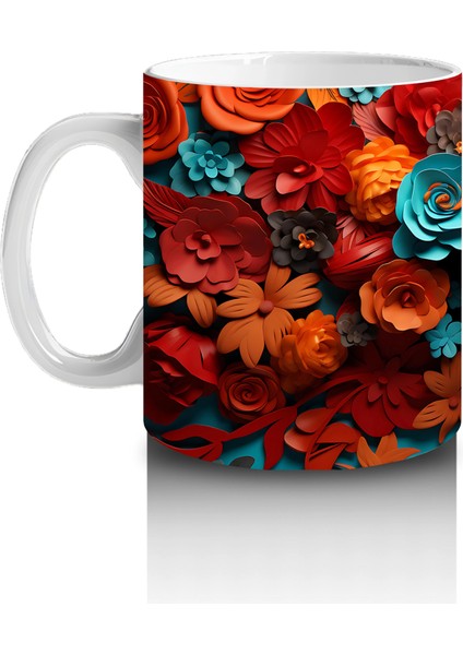 Alevli Çiçekler Içinde Parlak Mavi Maske – Hediyelik Kahve Kupası fiyatları