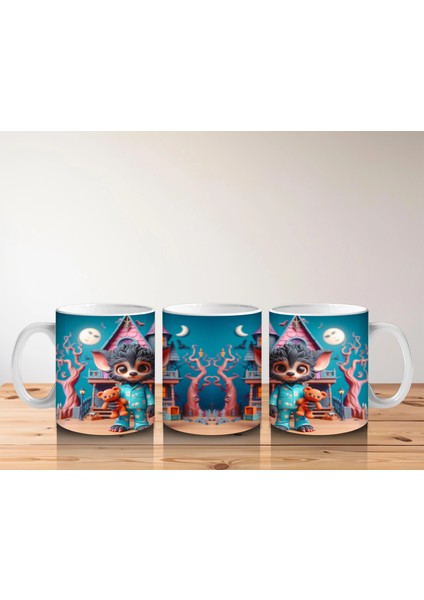 Renkli Kostümlü Sevimli Dinozor Figürlü Çocuklara Özel Cadılar Bayramı Baskılı Kupa Bardak indirimleri