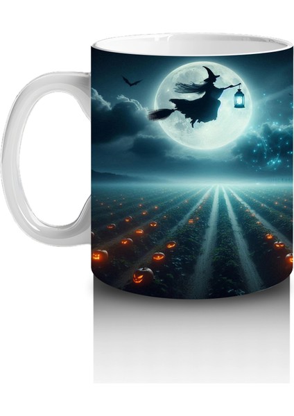 Dolunay Önünde Dev Göz Figürüyle Gotik Korku Temalı Cadılar Bayramı Baskılı Kupa fiyatları