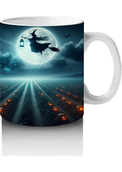 Dolunay Önünde Dev Göz Figürüyle Gotik Korku Temalı Cadılar Bayramı Baskılı Kupa fırsatları